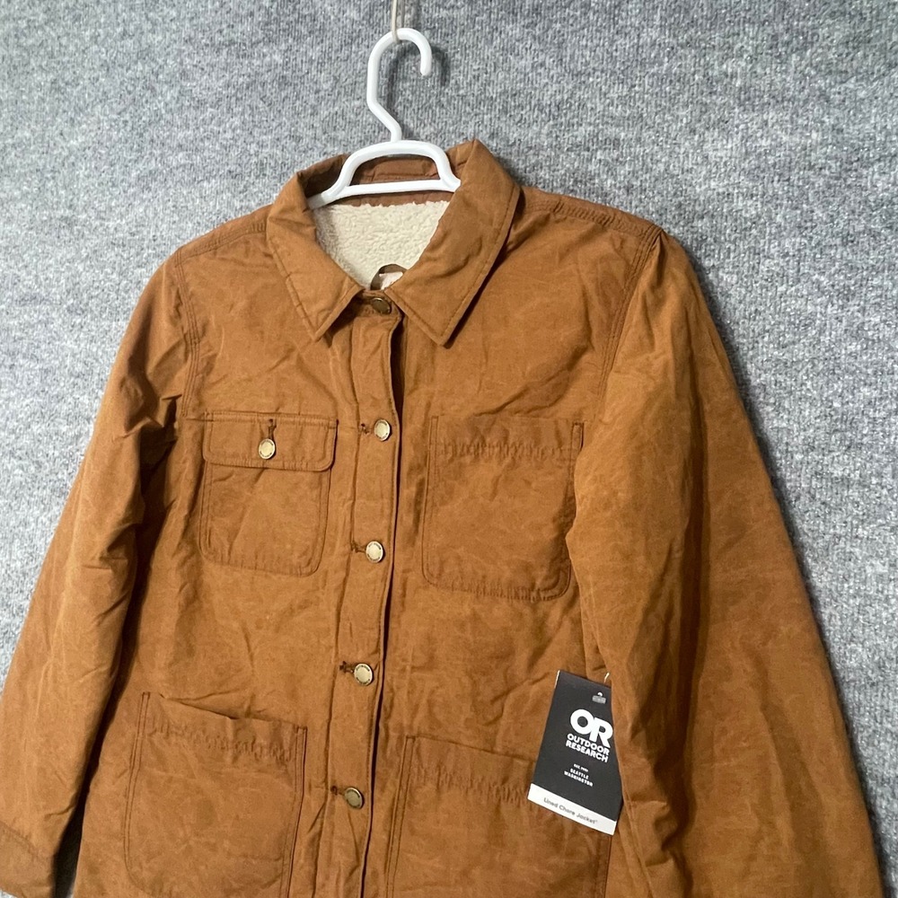 Outdoor Research Womens Lined Chore Jacket Saddle Brown Sherpa Medium Hiking NEW - Picture 2 of 12